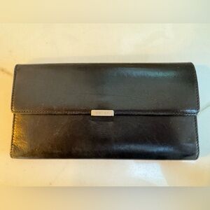 COACH Vintage Smooth Black Leather Clutch Wallet